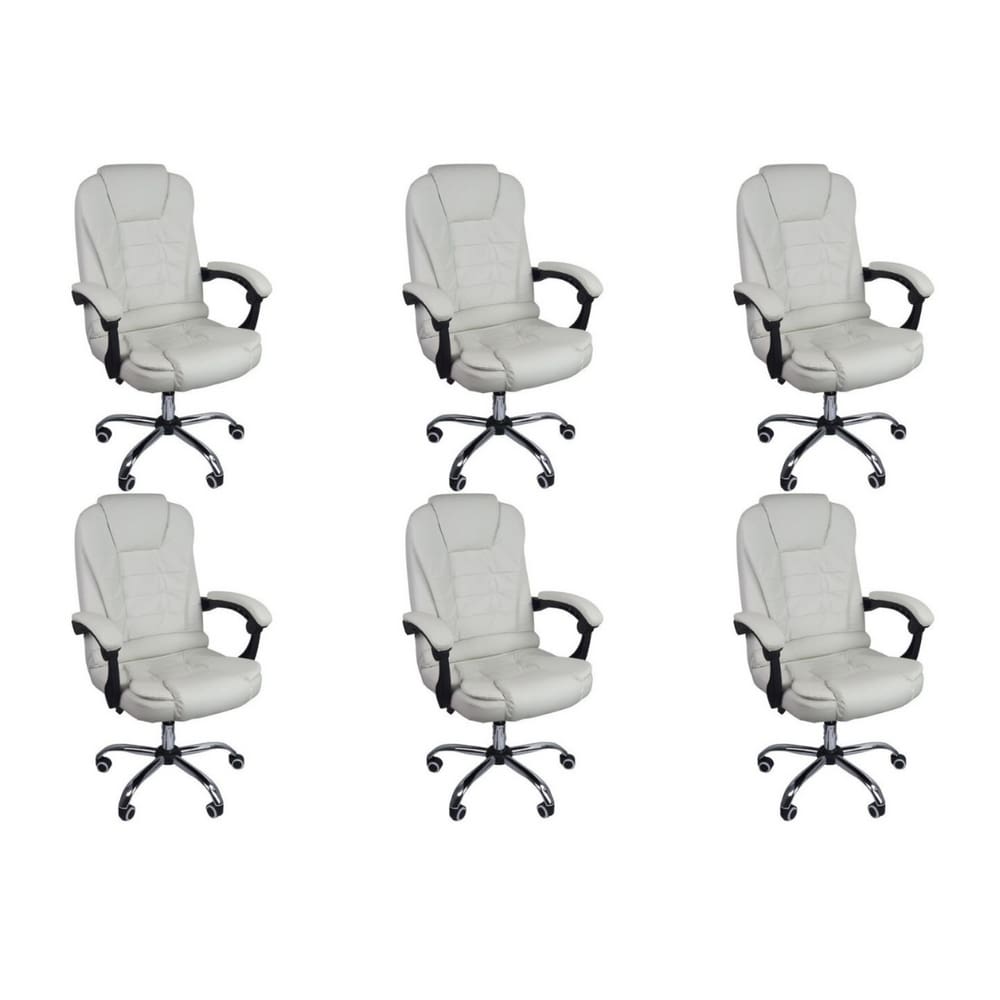 Kit 6 Cadeiras Escritório Presidente Reclinável Ergonômica