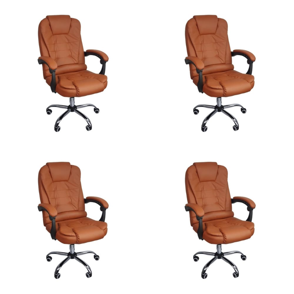 Kit 4 Cadeiras Escritório Presidente Reclinável Ergonômica