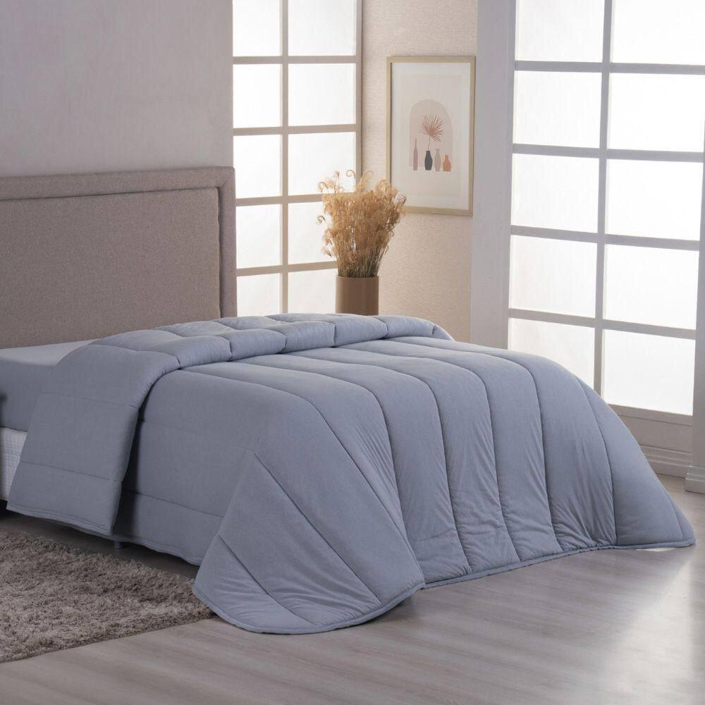 Edredom Cobertor Casa Scarpa Sonnet Queen Malha Lisa Dupla Face 100% Algodão - Cinza