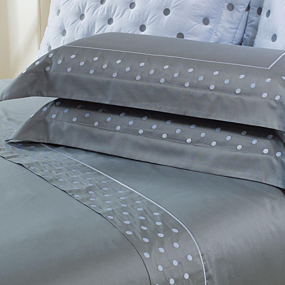 Jogo Cama Garland King Algodão Acetinado 400 Fios - Cinza