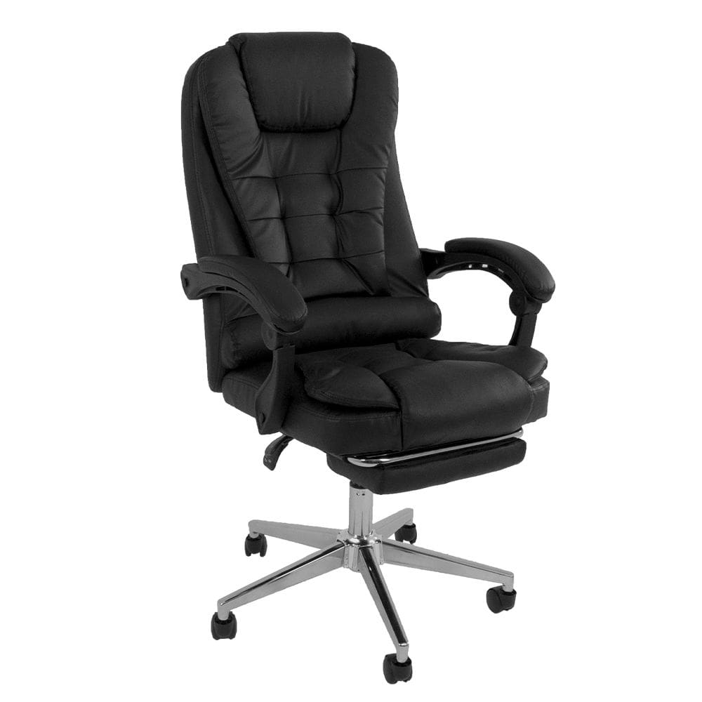 Cadeira Escritório Presidente Ergonômica Apoio p/ Pés Preto