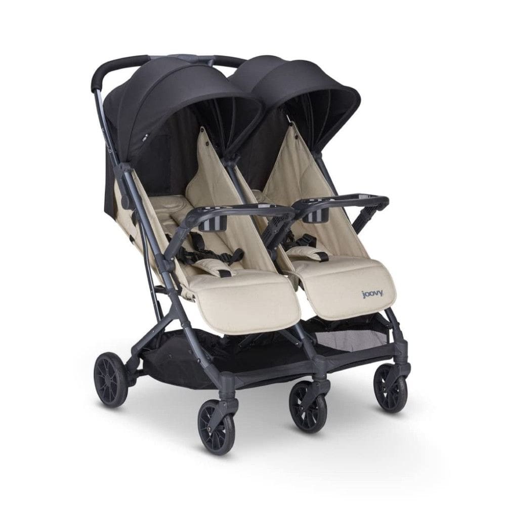 Carrinho de Bebê Duplo com Assentos Reclináveis e Dobra com Uma Mão, Joovy X2, Bege Areia