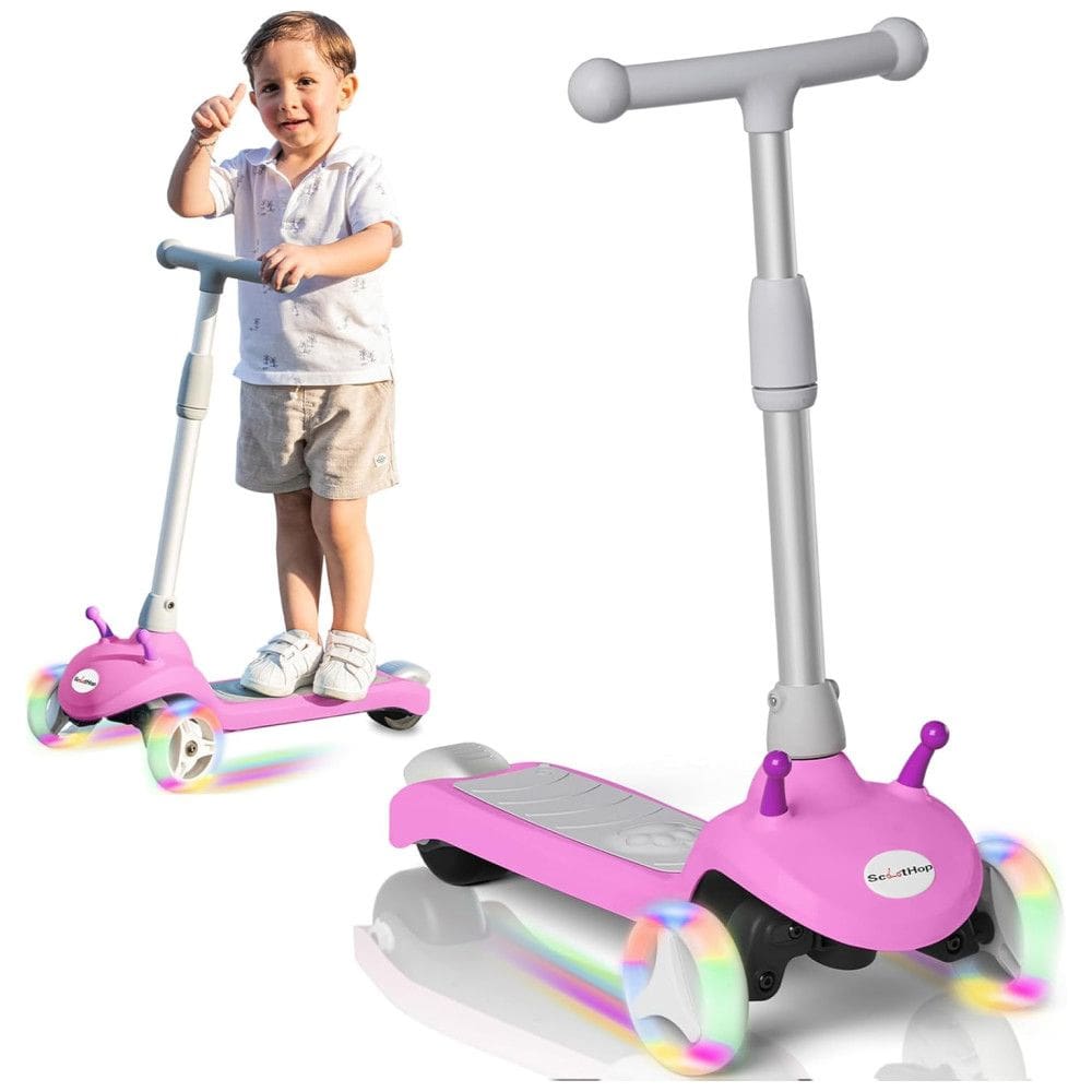 Patinete Elétrico Infantil 3 Rodas com Rodas de LED, Velocidade de até 8 km/h, Tempo de Viagem de 60 Minutos e 3 Alturas Ajustáveis para