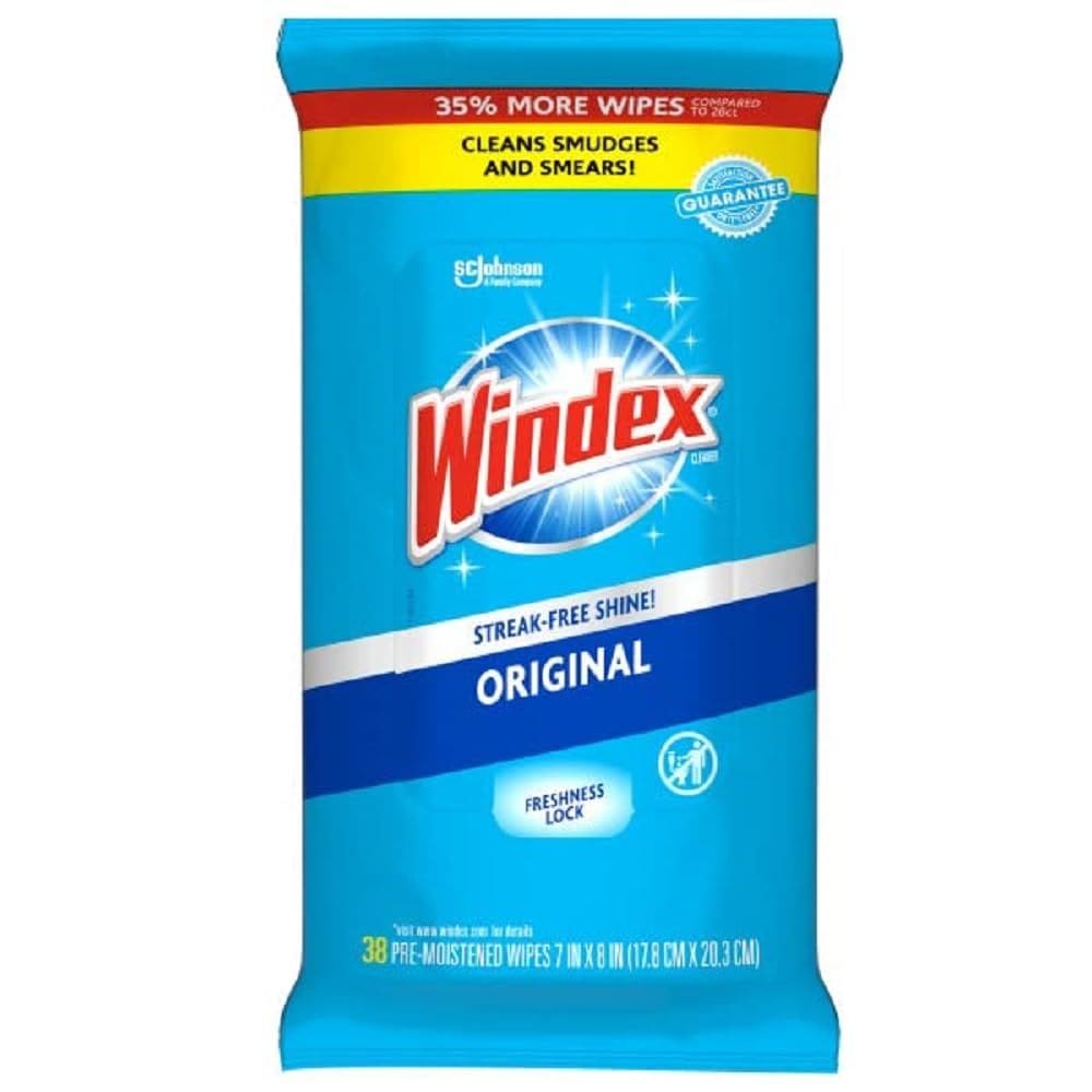 Toalhetes Windex Glass Cleaning, sem amônia (38 unidades)