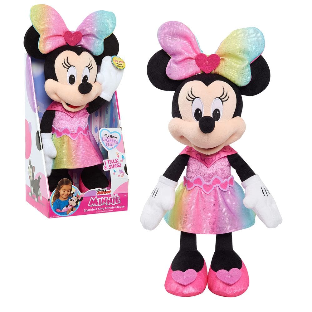 Brinquedo de pelúcia Disney Junior Minnie Mouse Sparkle and Sing 33cm