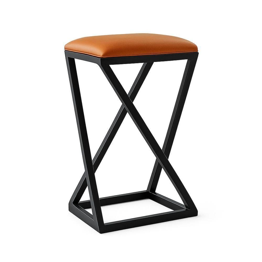 Banqueta Z Alta 80 Cm Industrial Cozinha Moderno Corino Cor:caramelo