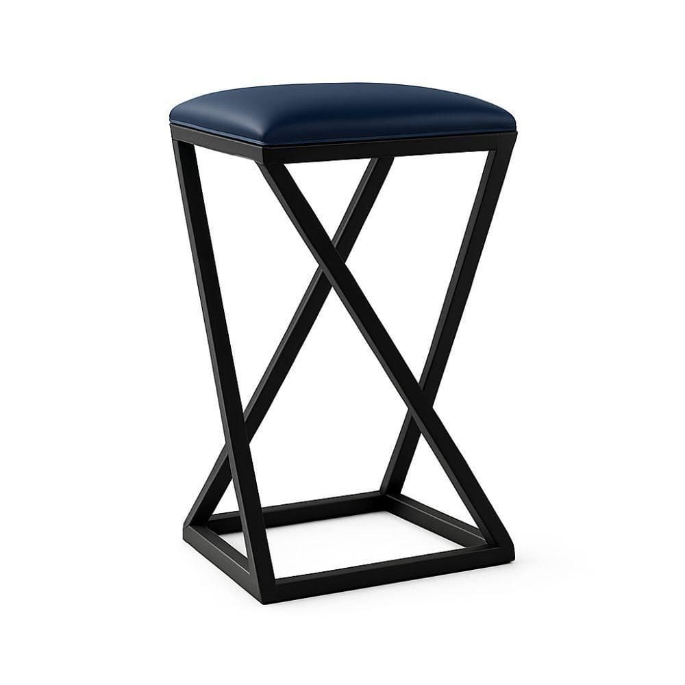 Banqueta Z Alta 80 Cm Industrial Cozinha Moderno Corino Azul Marinho