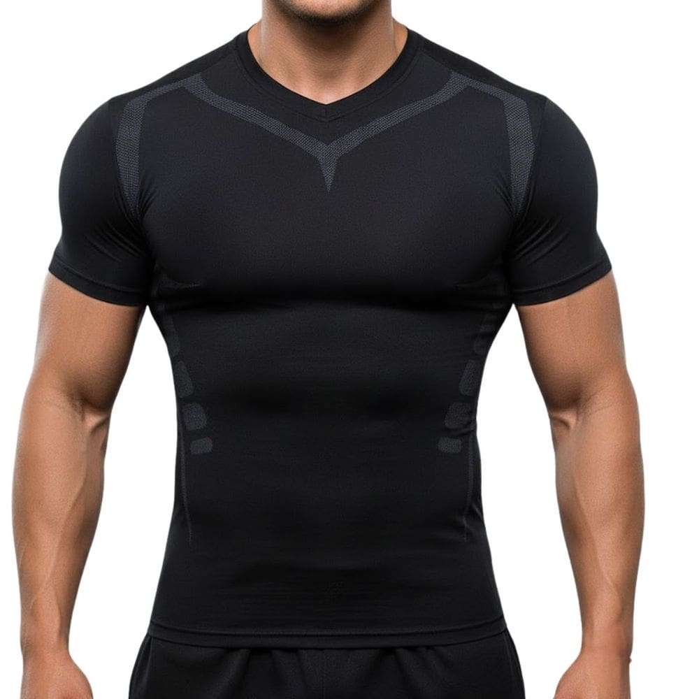 Camiseta De Compressão Masculina Preta Manga Curta