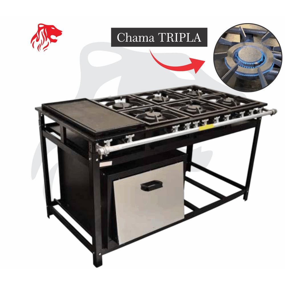 Fogão Industrial 6 Bocas com Chapa QS/QD P7 com Forno Leona