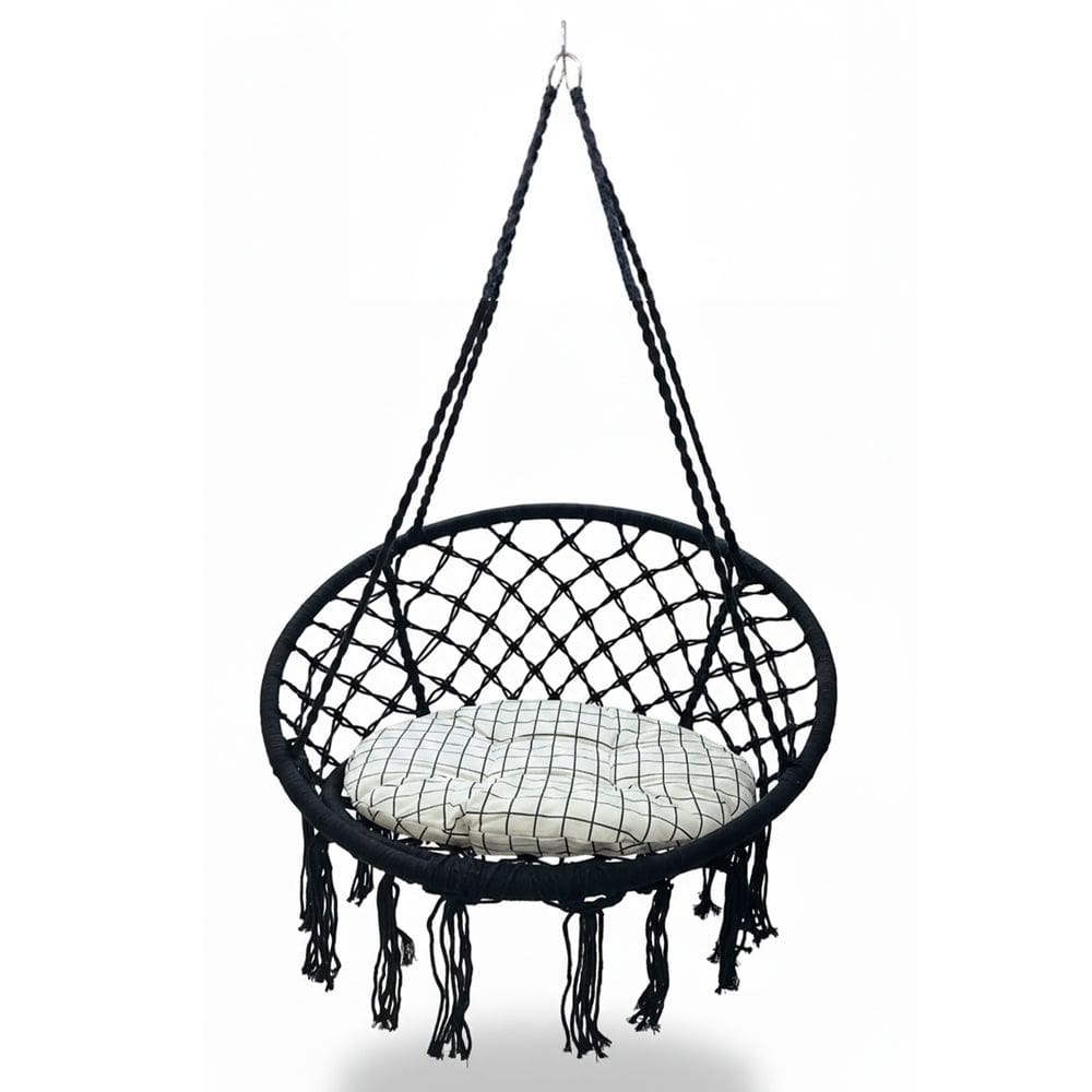 Rede Cadeira Balanço Almofada Algodao Suspensa Casa Quintal Varanda Jardim Decoraçao Teto Sacada Area Lazer Trançada
