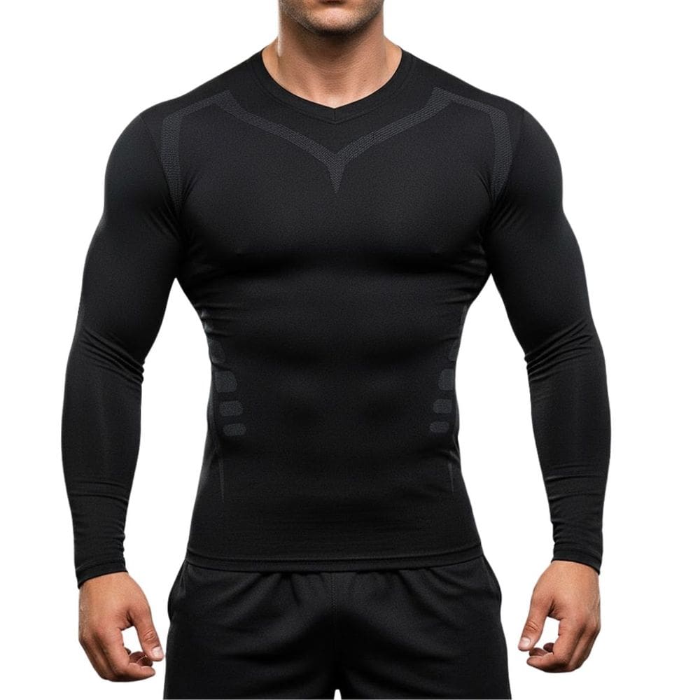 Camiseta De Compressão Masculina Preta Manga Longa