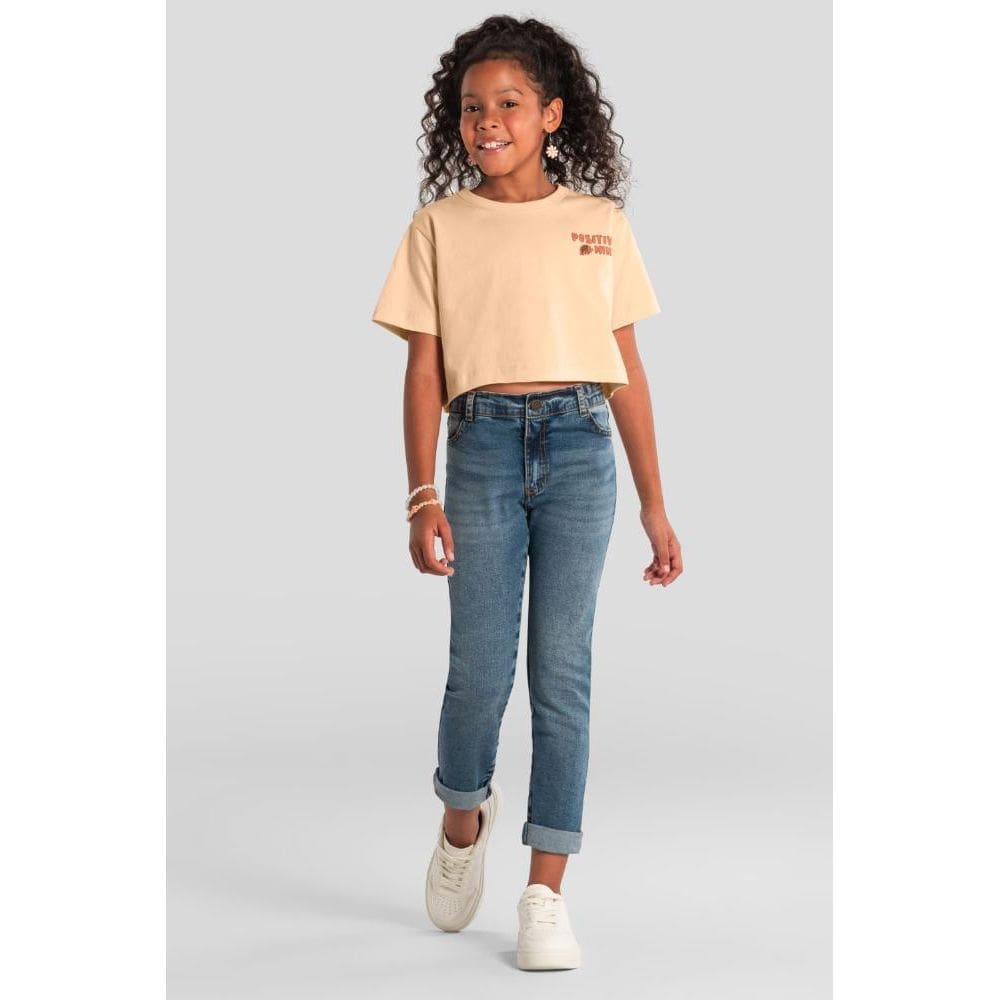 Blusa infantil menina cropped estampada Brandili
