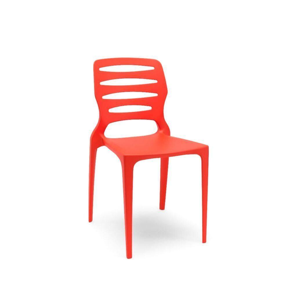 Cadeira Ville Vermelha Empilhável Em Polipropileno Plaxmetal