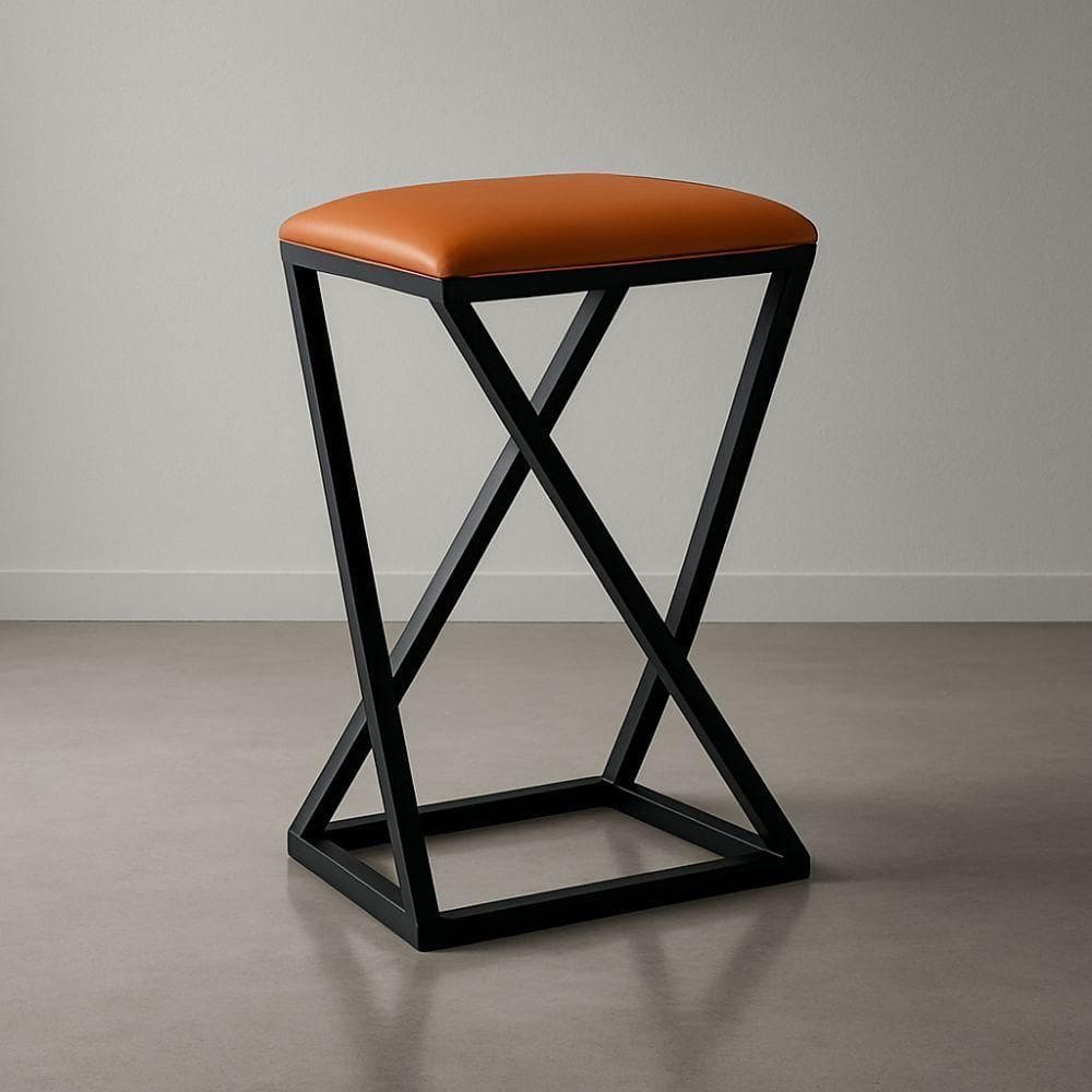 Banqueta Z 80 Cm Banco Cozinha Corino Bistrô Ferro Balcão Cor:caramelo