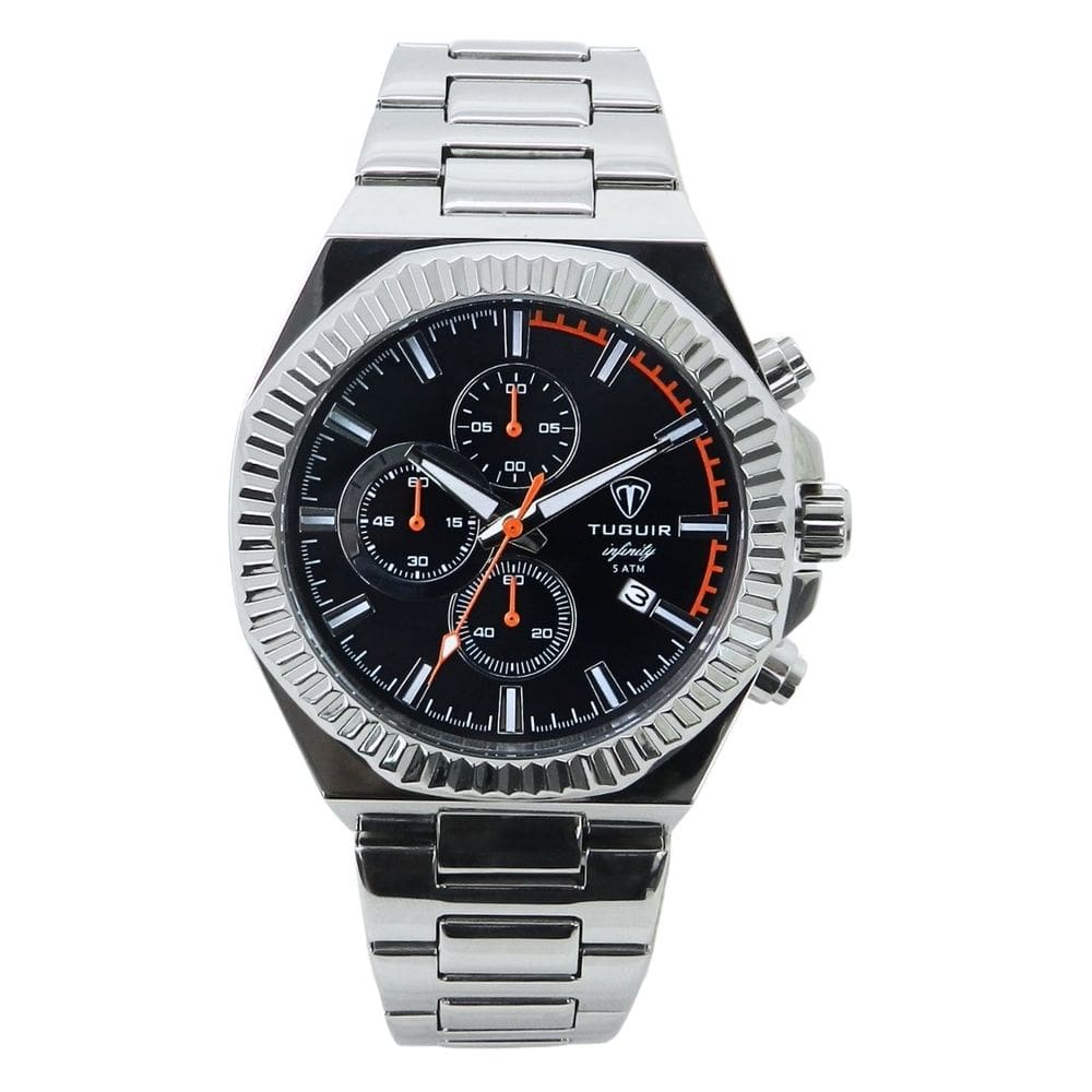 Relógio Cronógrafo Masculino de Aço Tuguir Analógico Infinity GCS-1272 Prata e Preto