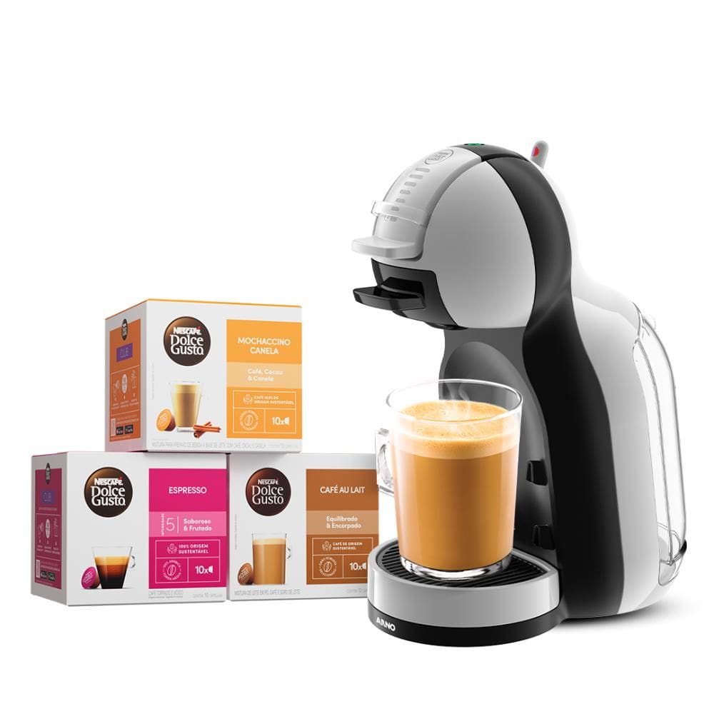Kit Cafeteira Dolce Gusto Mini Me Cinza e Preta + 30 cápsulas