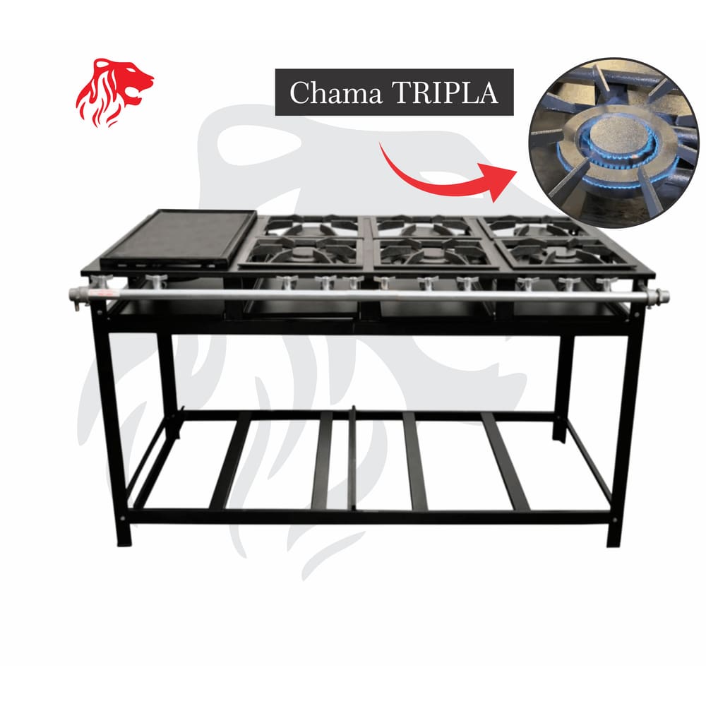 Fogão Industrial 6 Bocas com Chapa Preto CHAMA TRIPLA(3)