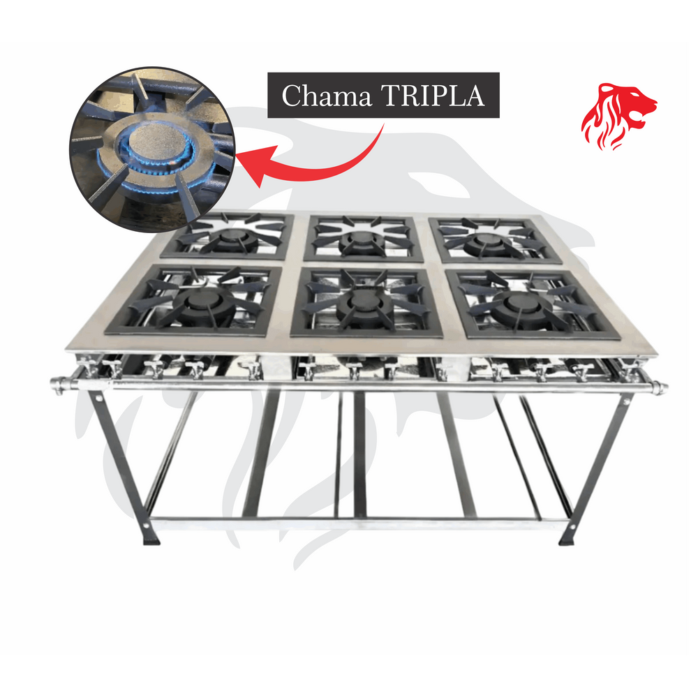 Fogão Industrial 6 Bocas Inox CHAMA TRIPLA(6) Leona