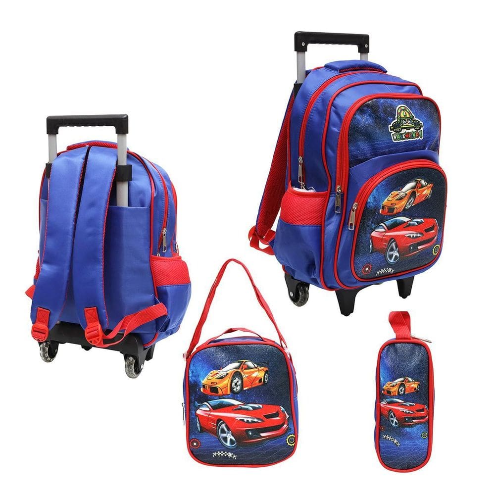 Kit Mochila 3D E Lancheira + Estojo Valentino Cars