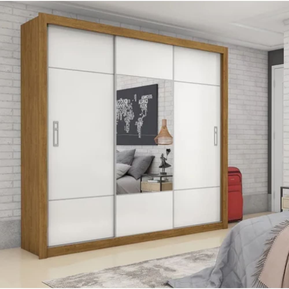 Guarda Roupa Lotse Com Espelho Cinamomo/Off - Carioca Móveis