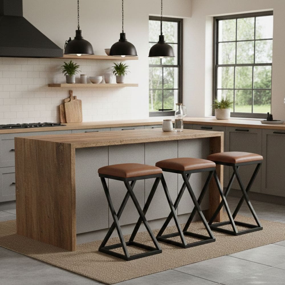 Kit 3 Banqueta Baixa Cozinha Bar 50 cm Balcão Gourmet Corino