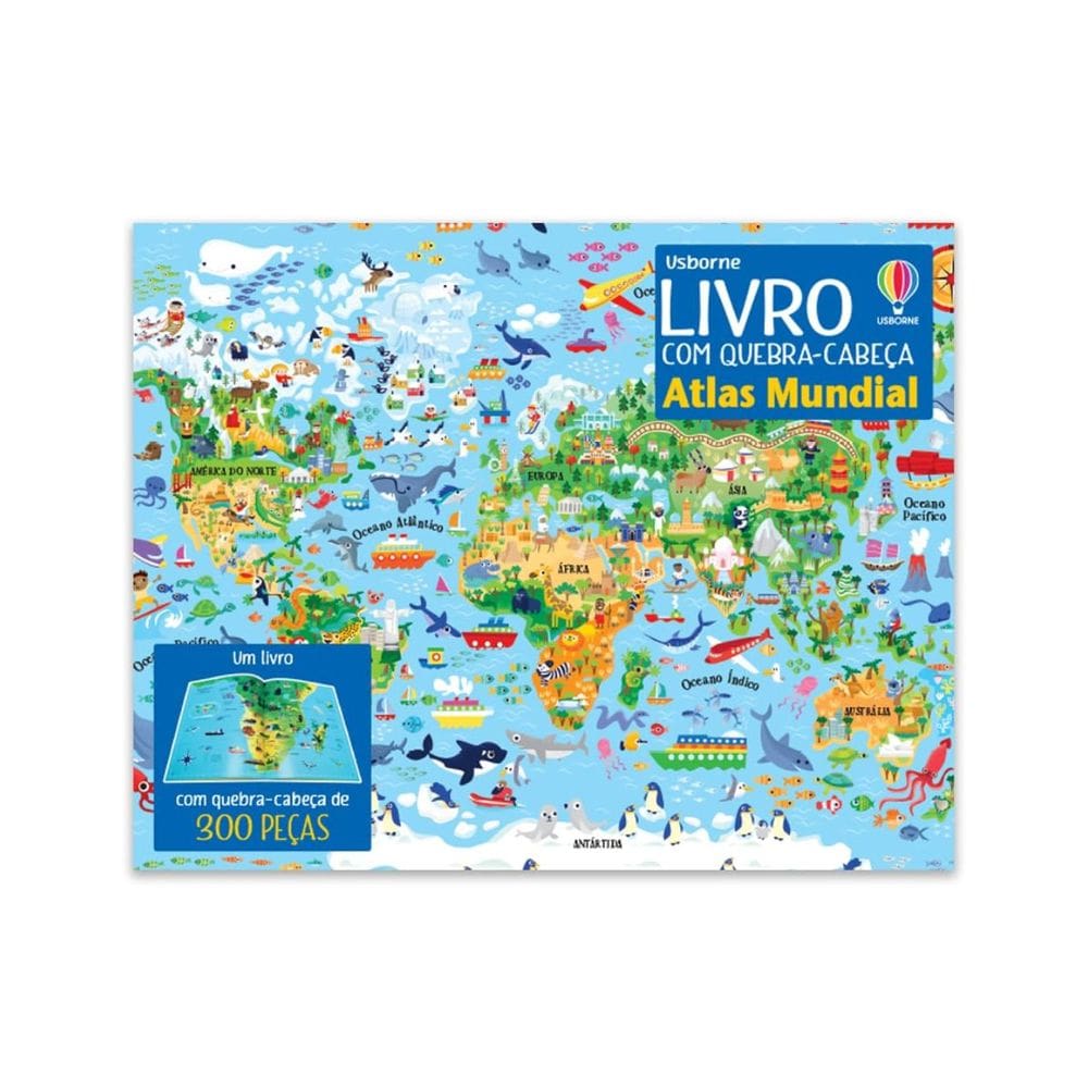 Quebra-Cabeça 300 Peças: Atlas Mundial | Editora Usborne | Brinquedo Educativo