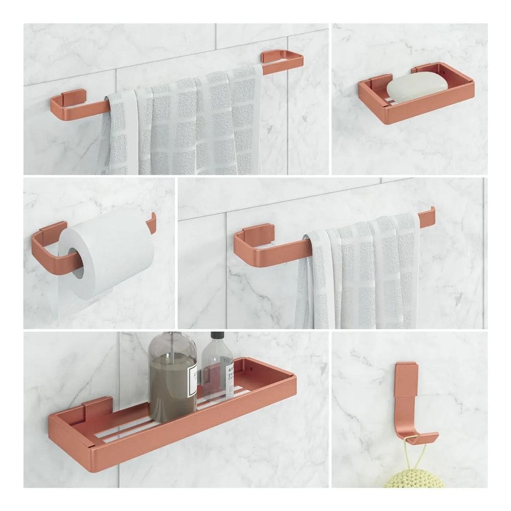 Kit De Acessórios Para Banheiro 6 Peças Rose - Rede Móveis