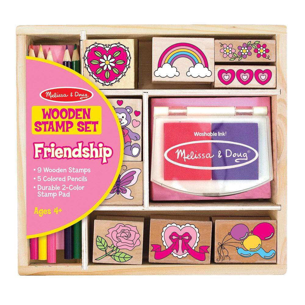 Conjunto de carimbos Melissa & Doug Friendship com 9 carimbos e 5 lápis