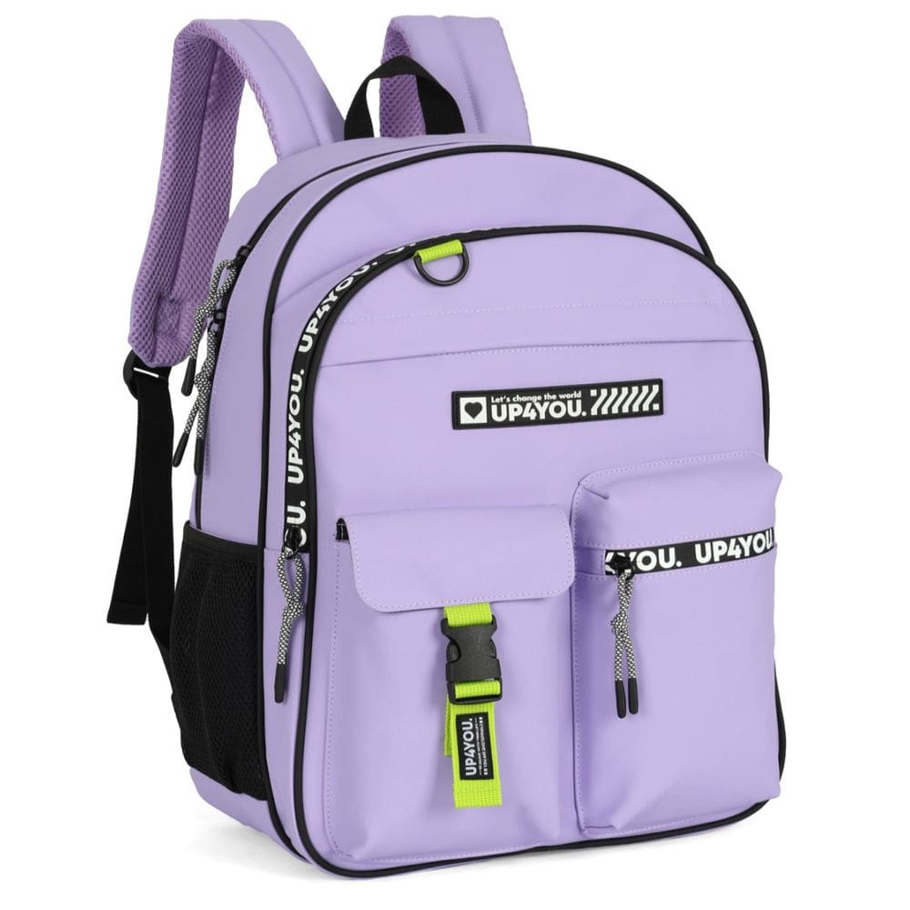 Mochila Juvenil Escolar Feminino Emborrachada Roxo Grande