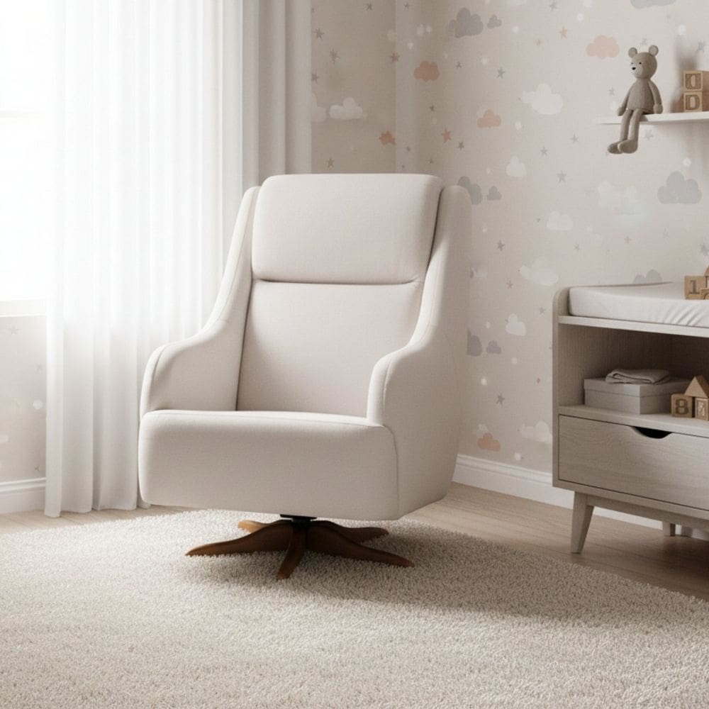 Poltrona de Amamentação Giratória e Balanço Queen Bege