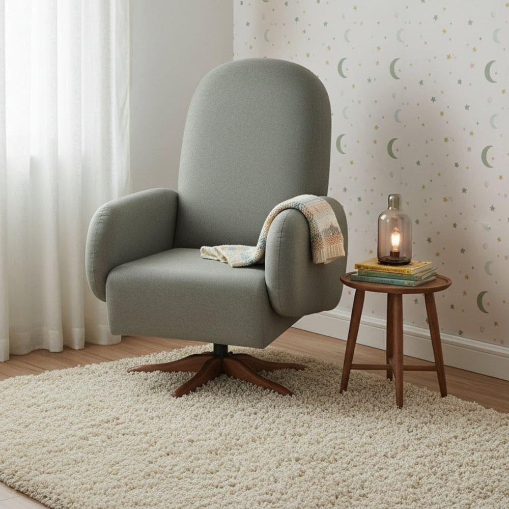 Poltrona de Amamentação Giratória e Balanço Wave Verde