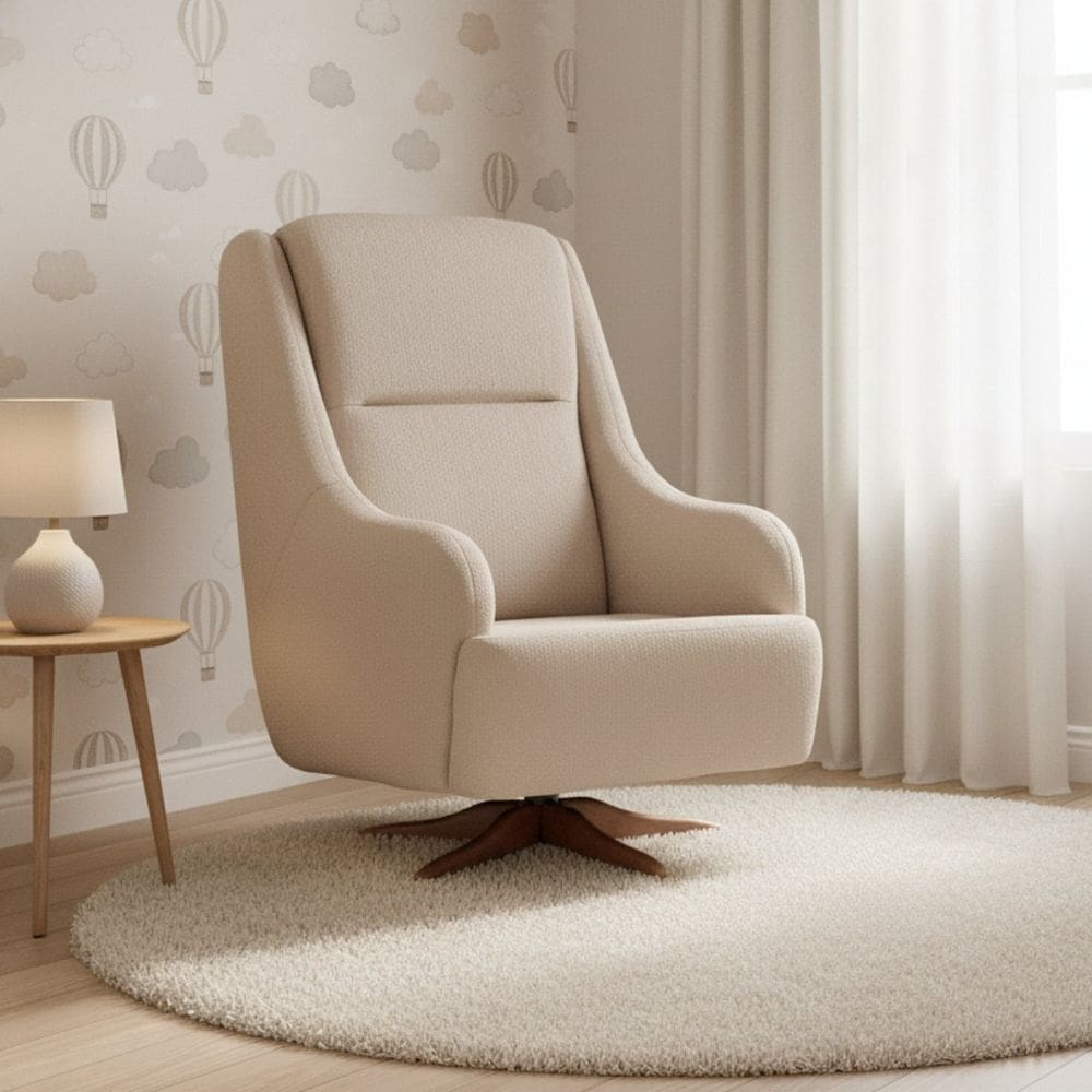 Poltrona de Amamentação Giratória e Balanço Queen Marrom Claro