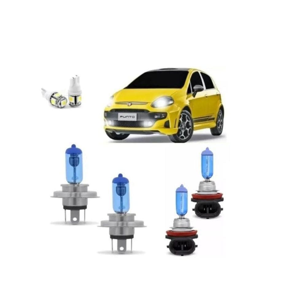 Kit Lâmpadas Punto 2011 A 2018 Super Branca H4 H11