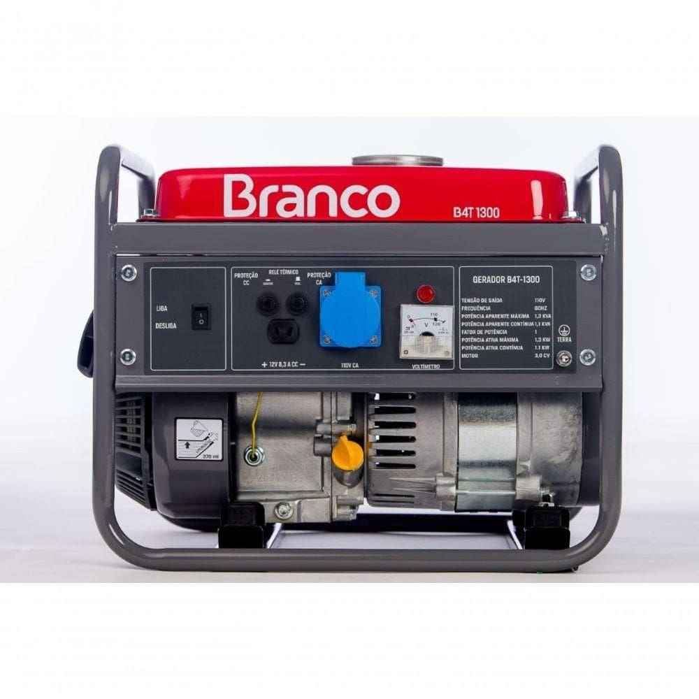Gerador Gasolina 1,3kva 110v Partida Manual B4t-1300 Branco