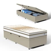 Cama Box Baú com Colchão de Molas Ensacadas Double Face Pillow Euro Alfa Probel Solteiro 88cm