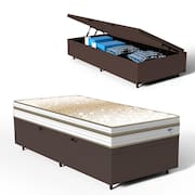 Cama Box Baú com Colchão de Molas Ensacadas Double Face Pillow Euro Alfa Probel Solteiro 88cm