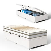 Cama Box Baú com Colchão de Molas Ensacadas Double Face Pillow Euro Alfa Probel Solteiro 88cm