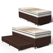 Cama Box com Colchão de Molas Ensacadas Double Face Pillow Euro Alfa Probel + Auxiliar de Espuma Unique Solteiro 88cm