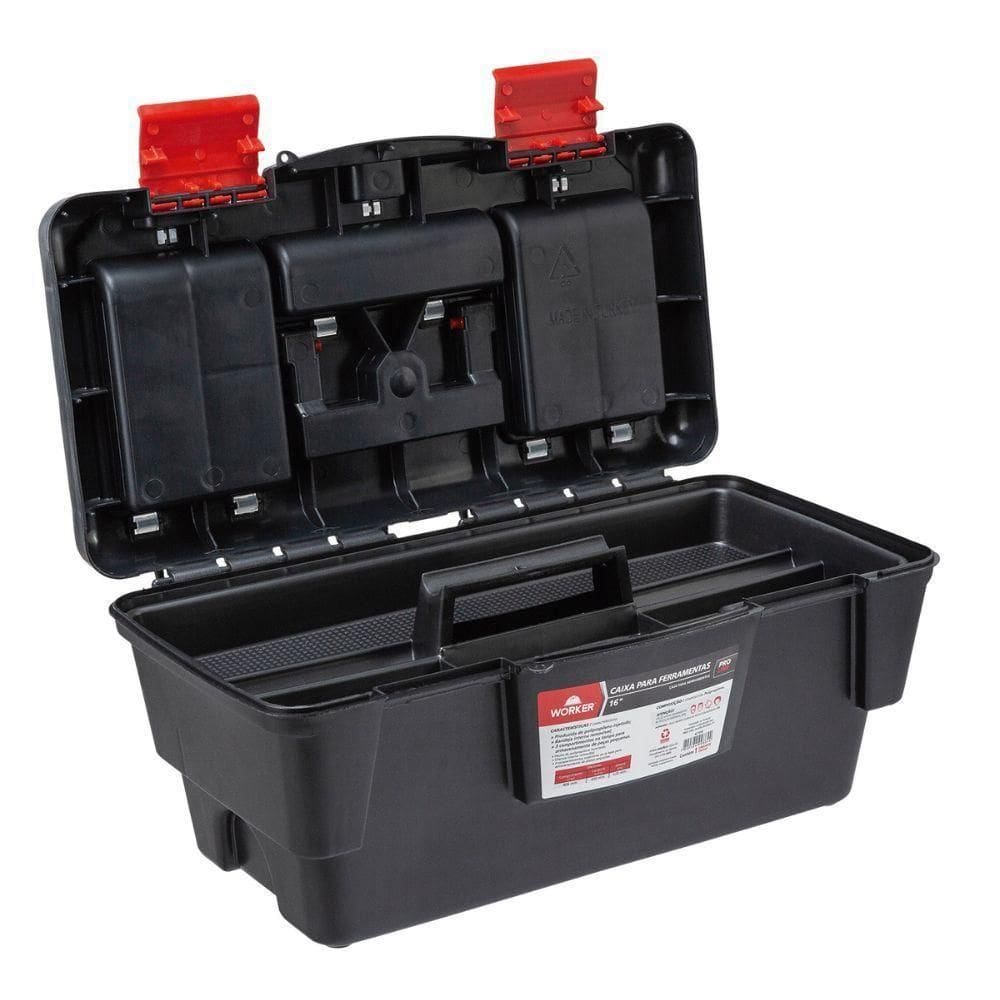 Caixa Plástica Para Ferramentas 16`` Com Bandeja Worker