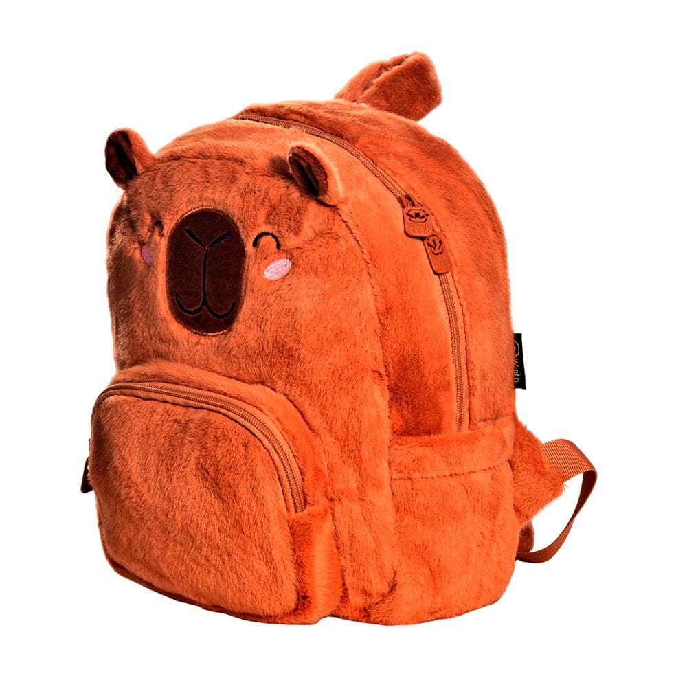 Mochila Escolar Infantil de Capivara Pelúcia com Alça