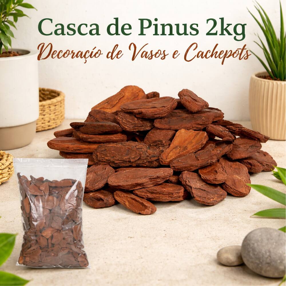 Casca de Pinus 2kg  Decoração de Vasos e Cachepots