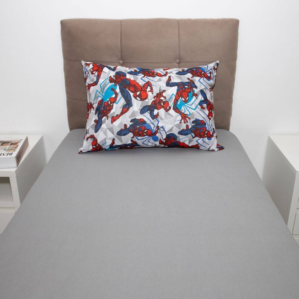 Jogo Cama Menino 100% Algodão Homem Aranha C/ Elástico 2 Pçs