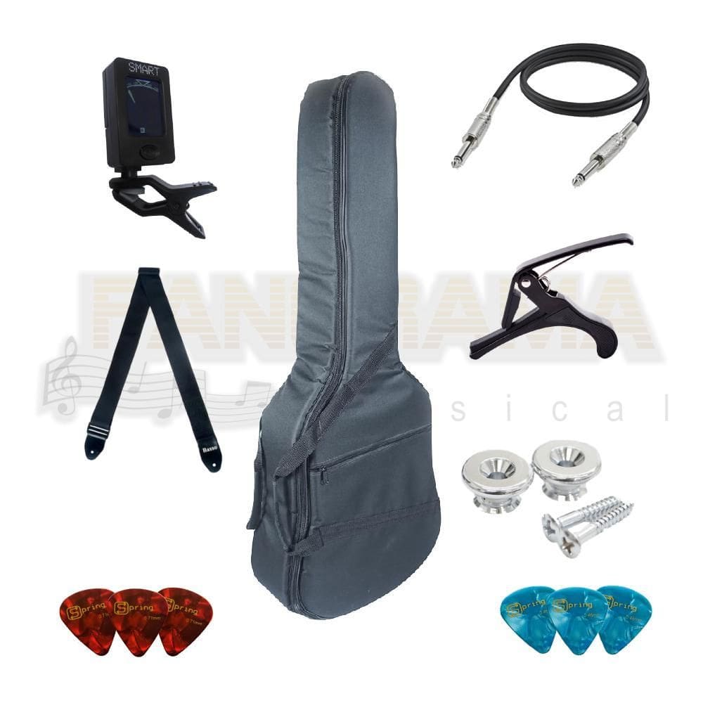 Kit Acessórios Para Violão Folk Elétrico Luxo Kit C/7 Itens