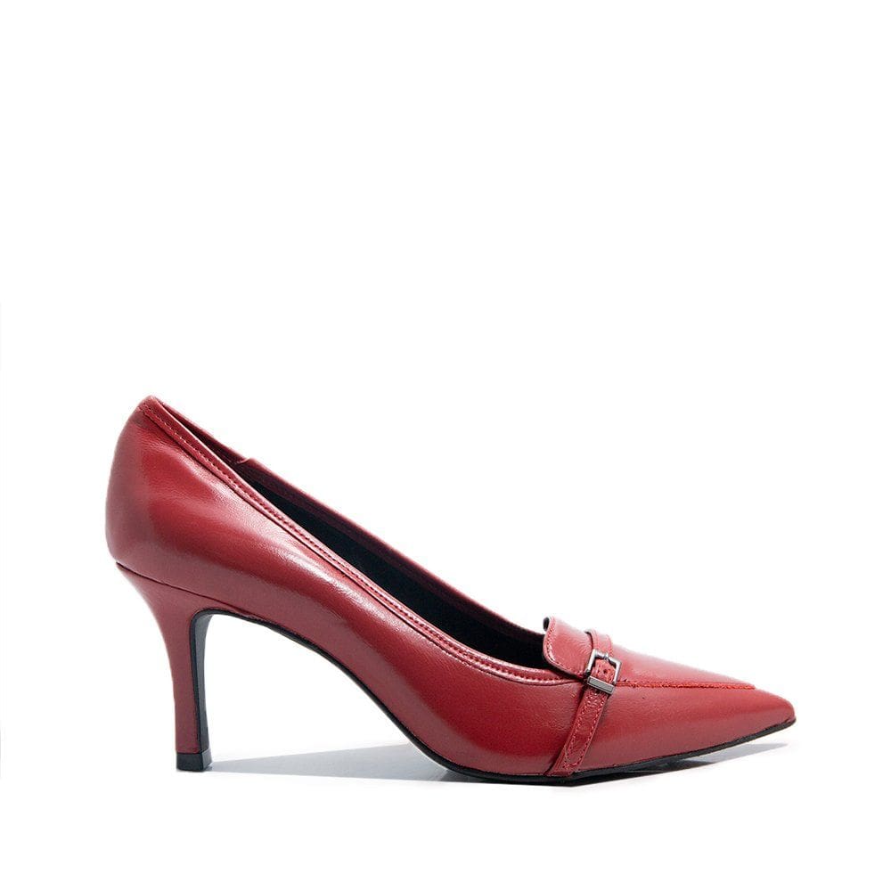 Sapato Loucos E Santos Couro Vermelho Salto Fino