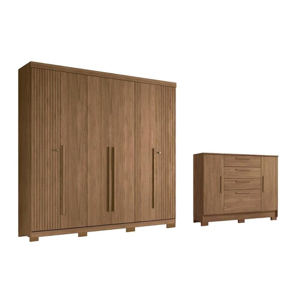 Guarda Roupa 2 Peças (1GuardaRoupa+1Cômoda) QC369 Jatobá - Santos Andirá