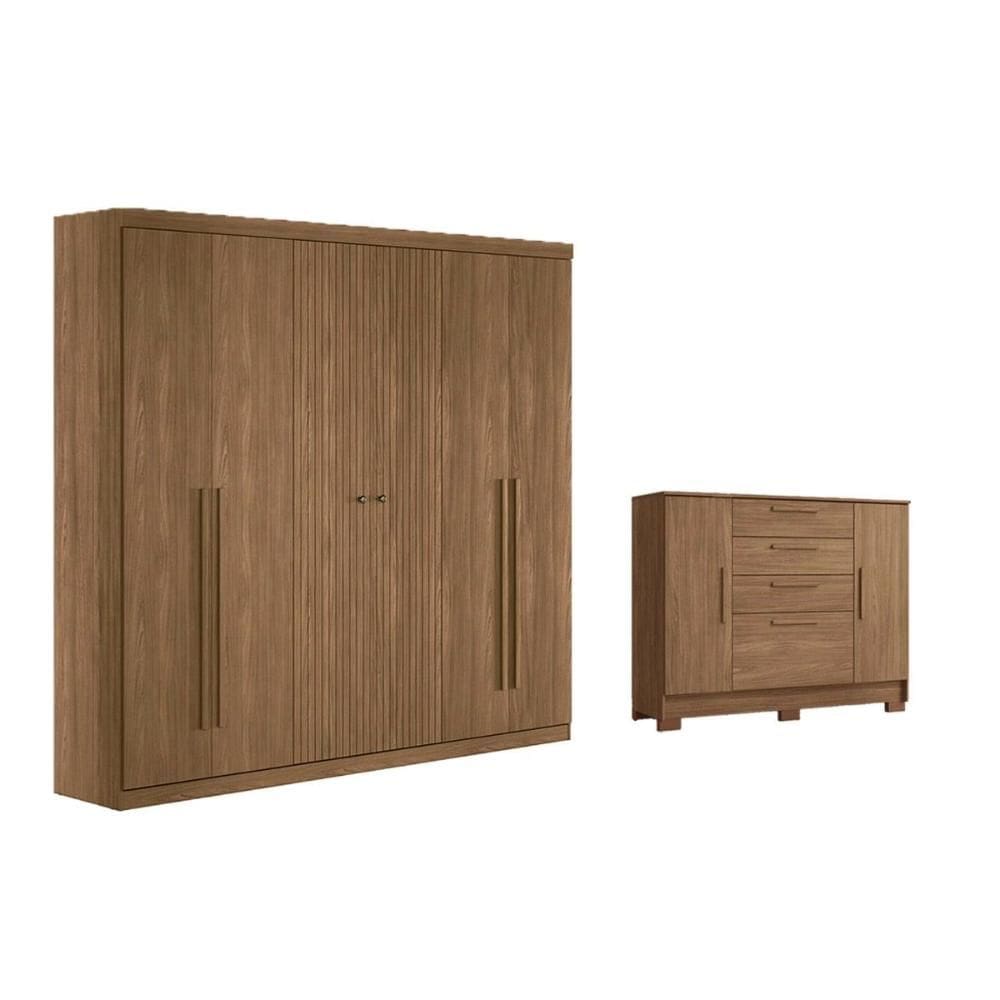 Guarda Roupa 2 Peças (1GuardaRoupa+1Cômoda) QC376 Jatobá - Santos Andirá