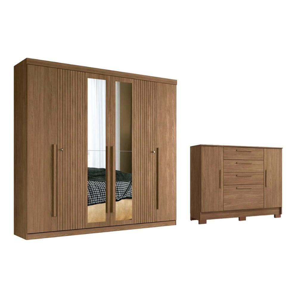 Guarda Roupa 2 Peças (1GuardaRoupa+1Cômoda) QC360 Jatobá - Santos Andirá