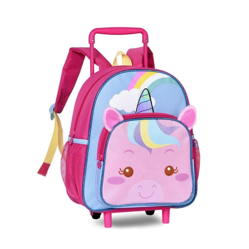 Mochila Carrinho Escolar Unicórnios Bolsa Infantil Meninas