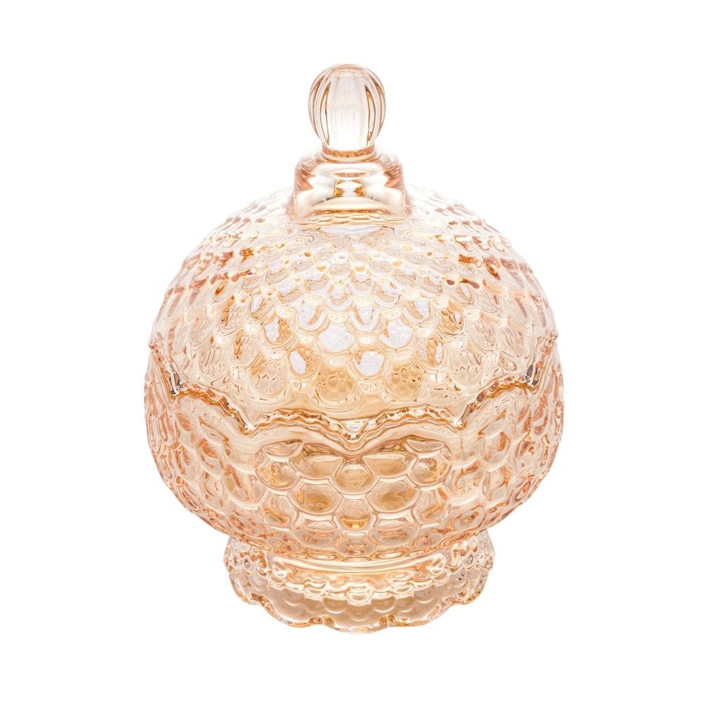 Bomboniere Potiche de Cristal C/Pé Pineapple Âmbar 15x11cm Lyor