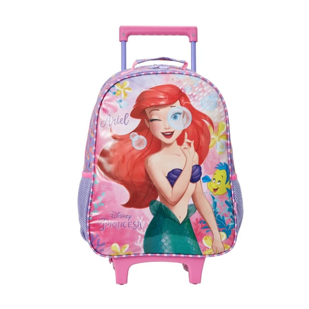 Mochila Com Rodas Escolar 16 Princesa Disney Ariel Rosa